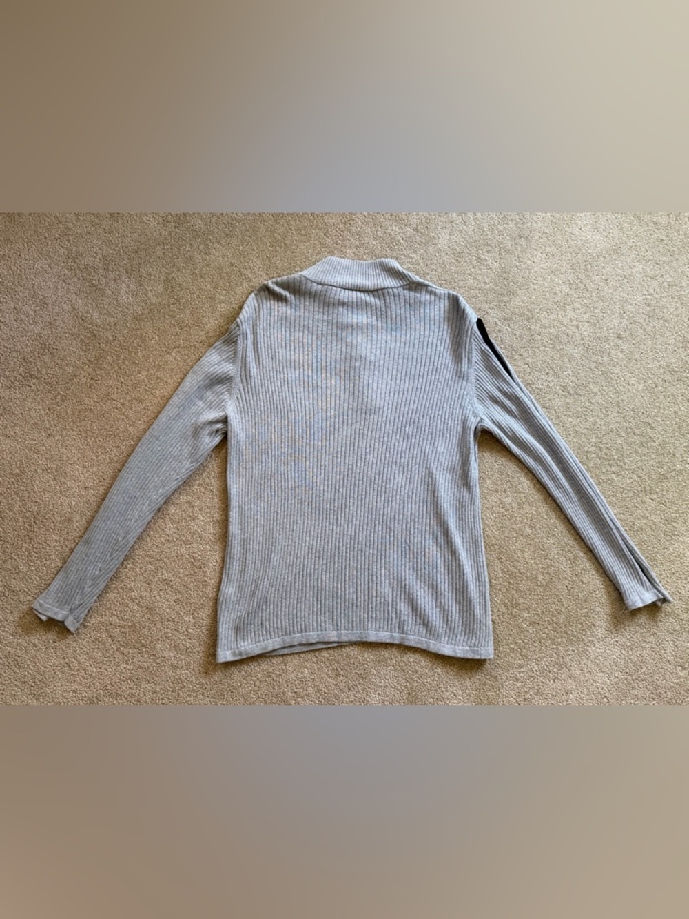 DKNY Men’s Light Gray Quarter-Zip Ribbed Sweater - Picture 6 of 6
